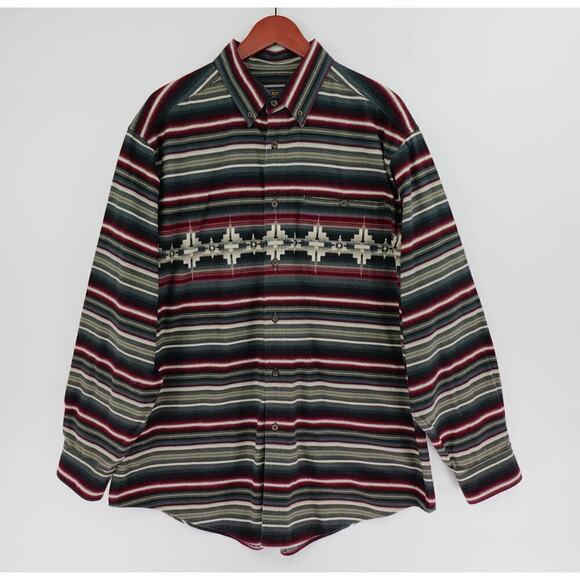 Woolrich Tribal Flannel Shirt Mens XL Multi-Color Striped Aztec Southwestern - Picture 1 of 16